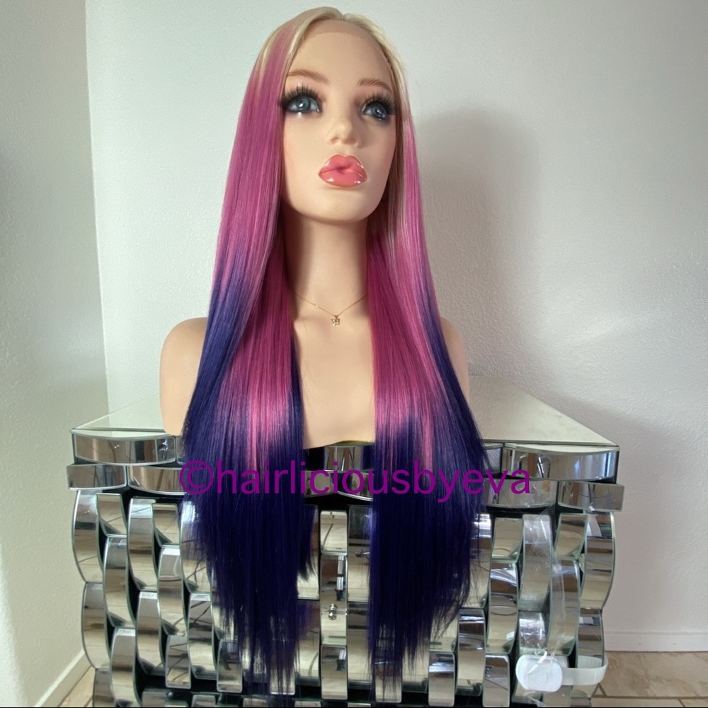 Wig straight ombré mix colors